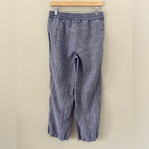 Saks Fifth Avenue Linen Chambray Relaxed Fit Wide Leg Summer lightweight Pants - Picture 3 of 6